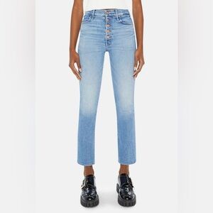 Mother Pixie Hustler Ankle Jeans Tarot Time Size 28 Straight Stretch Button Fly